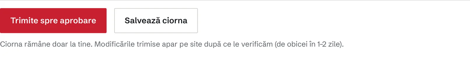 Butoanele Trimite spre aprobare și Salvează ciorna